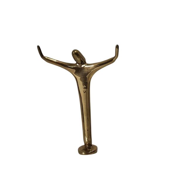Brass Brutalist Jesus Christ Outstretched Open Arms Figurine MCM 5" Vintage - Picture 1 of 8
